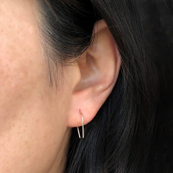 Gold Filled Threader Minimalist Earrings ✨ - Picture 4 of 4